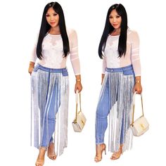 This Ultra Sexy Design With Fringe Is The Dream Off-Duty Denim You've Been Waiting For. High Waist Long Fringe Button/Zip Closure Fabric: 100 % Cotton True To Size S( 0-2), M (4-6) , L ( 8-10) Very Stretchy Note: Item Is For The Pants Only. Fitted Denim Jeans For Party, Fall Party Denim Blue Jeans, Party Denim Blue Bottoms For Fall, Spring Party Denim Jeans, Fitted Bottoms With Frayed Hem For Party, Trendy Denim Blue Party Bottoms, Party Denim Bottoms With Fringe, Spring Jeans For Night Out, Glamorous Denim Bottoms For Night Out