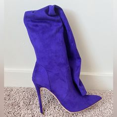 New Purple Suede Over The Knee Boots Never Worn Size 7.5 Us Purple Over The Knee Boots, Just Fab Boots, Knee High Wedge Boots, Suede Over The Knee Boots, Knee High Boots Flat, Purple Boots, Brown Suede Heels, Shoes Purple, Platform Heels Boots