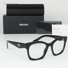 Brand New Prada Pra05v 16k1o1 Black Women Cat Eye Eyeglasses Pr A05v 100% Authentic & Brand New! Same/Next Day Free Shipping! No Offers Accepted. Final Price! Don't Miss Out, Shop Now! Brand: Prada Model Number: Pra05v / Pr A05v Color Code: 16k1o1 Gender: Unisex Frame Shape: Square Frame Color: Black Frame Material: Acetate Frame Type: Full Rim Lens Color: Demo Lens Material: Plastic Size: 52x20x140 Made In Italy Full Retail Prada Set Includes: Glasses Case Cleaning Cloth With Brand Logo Manufac Expensive Glasses, Prada Glasses Aesthetic, Prada Clothes, Sunglasses Women Prada, Prada Glasses Frames Woman, Glasses Prada Women, Prada Prescription Eyeglasses, Luxury Glasses, Prada Glasses