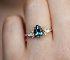 Leandra Sapphire Diamond Ring – Capucinne Pear Sapphire Ring, Diamond Sapphire Ring, Diamond Alternative Engagement Ring, Future Engagement Rings, Engagement Ring Diamond, Diamond Birthstone, Pear Engagement Ring, Sapphire Wedding, Sapphire Engagement Ring