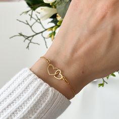 Celebrate the beautiful, unbreakable bond between a mother and her daughter with our Double Heart Bracelet, featuring elegantly interlocking hearts. This symbolic piece represents the deep connection and love shared, making it a perfect gift for both moms and daughters. Comes with a Mother & Daughter card - if you would like to remove it or change it - please let us know.  Create a wonderful set and purchase two bracelets - one for Mum, one for daughter.  ITEM DETAILS: ∙ Available in premium 925 Double Heart Bracelet For Mother's Day, Adjustable Open Heart Bracelet For Gift, Adjustable Open Heart Bracelet Gift, Double Heart Bracelet Valentine's Day Gift, Elegant Open Heart Bracelets For Mother's Day, Elegant Bracelets For Mother's Day Anniversary Gift, Dainty Name Bracelet For Mother's Day Gift, Mother's Day Double Heart Adjustable Charm Bracelet, Mother's Day Adjustable Double Heart Charm Bracelet