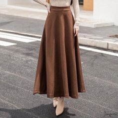 Womens High-waisted Midi Skirt, Elegant Solid-colored A-line Skirt Chic A-line Winter Bottoms, Chic A-line Winter Skirt, Casual Solid A-line Maxi Skirt, High Waist Non-stretch Solid Color Skirt, Casual A-line Mini Skirt For Winter, Chic Fall Maxi Skirt, Chic A-line Maxi Skirt, Winter A-line Bottoms In Solid Color, Winter A-line Solid Color Bottoms