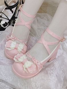 Pink Pointed Toe Heels With Bow Straps, Cute Bow Heels For Spring, Spring Heels With Ribbon And Round Toe, Cute Mary Janes With Round Toe For Spring, Spring Ribbon Heels With Round Toe, Cute Spring Mary Janes With Round Toe, Spring Cute Mary Janes With Round Toe, Cute Flat Heel Mary Janes For Spring, Cute Spring Mary Janes With Closed Toe