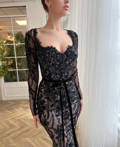 Belle of the Ball Bow Dress | Teuta Matoshi Dentelle Dress, Embroidery On Black, Teuta Matoshi, Puff Sleeve Gown, Dreamy Gowns, Fancy Dresses Long, Fitted Sleeves, Rose Blush, Custom Size Dresses