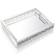 PRICES MAY VARY. DECORATIVE TRAY:The craftsmanship of this mirror tray is amazing.It's the effect of being beautifully crafted with a minimum of seams.The jewelry organizer tray is flanked by shiny diamonds and the mirror is on top.Right amount of bling!Buy it! You won’t regret it. CREATIVE DESIGN:The ottoman tray with handles for convenience.The handle is high and wide enough to hold our hands.On the bottom of the tray there’s a black soft cloth ,so you don’t have to worry about it scratching y Tray For Coffee Table, Dresser Bedroom, Mirror Jewelry, Jewelry Tray Organizer, Crushed Diamonds, Serving Tray Decor, Tray With Handles, Bathroom Tray, Perfume Tray