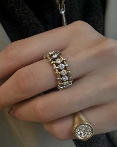 Round Cut Vintage Engagement Ring Art Deco Two Tone Gold Moissanite Engagement Lots Of Rings, Gold Aesthetic, Dope Jewelry, Gold Ornaments, Stacked Jewelry, Jewelry Lookbook, Fancy Jewelry, Art Deco Engagement Ring, Play Dress