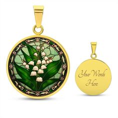 "Embrace the delicate beauty of the Lily of the Valley with our exquisite Personalized 18K Gold Charm Pendant Lily of the Valley Necklace. This perfect birth flower jewelry gift celebrates the month of May in all its splendor. Crafted with precision and personalized with care, this necklace serves as a meaningful keepsake for those born in May or anyone who appreciates the enchanting allure of this timeless flower. Adorn yourself or someone special with this elegant and sentimental piece, captur Round Flower Charm Jewelry For Keepsake, Round Keepsake Jewelry With Flower Charm, Gold Flower Necklace For May Birthstone, Anniversary Jewelry With Flower Charm Pendant, Anniversary Jewelry With Flower Charm Round Pendant, Gold Flower-shaped May Birthstone Jewelry, Gold Flower Jewelry For May Birthstone, Yellow Gold Flower Pendant Keepsake Jewelry, Yellow Gold Flower Pendant Necklace For Keepsake