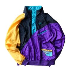 Vintage Nike Flight 90’s / Y2k Air Jordan Supreme Royal Color Block Nylon Track Jacket Windbreaker. Complete Your Retro Athletic Style With This Vintage Nike Windbreaker Jacket. Durable Nylon Is Cut In A Slightly Oversized Fit, Features A Quarter-Length Zipper With Snap Closure And Rib-Knit Elastic Banding At The Cuffs + Hem. Slight Discoloration And Pulls. Embroidered Logo At The Chest And Flight Patch Near The Waist. Two Pockets At The Front. Quarter Button Up With Cool Diagonal Zip Pocket Ove Colorful Windbreaker, Flight Logo, Retro Windbreaker, Vintage Windbreaker Jacket, Nike Flight, Nike Windbreaker Jacket, Vintage Nike Windbreaker, Nike Retro, Turquoise And Black