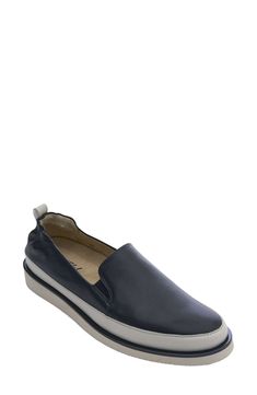 An ultrapadded insole and stretchy topline ensure maximum comfort in this easy-on sneaker crafted from soft leather. Removable, cushioned insole Leather upper and lining/rubber sole Imported Soft Leather, Slip On Sneaker, Womens Sneakers, Rubber Sole, Leather Upper, Slip On, Nordstrom, Navy, Sneakers