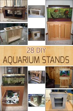 there are many different types of aquariums in this collage with the words, 28 diy aquarium stands