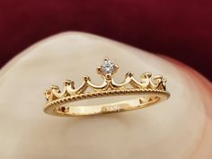 Dainty 14k Solid Gold Crown Ring You are the king around here! You can declare yourself a king with a 14-karat gold ring that we designed as a king's crown. After all, you've accomplished a lot, you can handle this ;) When it comes to a diamond alternative, don't hesitate to  consult an me. 1.70 Gram, 14K Solid Gold, Zircon Stone, Crown Ring GIFT  ❥ Your product will be sent in a nice high quality jewelry box. ❥ If you have a gift note at the time of purchase, I will be happy to write it on the Queen Ring Design Gold, Anniversary Crown Shaped 14k Gold Ring, 14k Gold Crown Design Anniversary Rings, Gold Crown Design Ring, 14k Gold Diamond Crown Design Promise Ring, Single Stone Rings Gold, Crown Jewellery, Anniversary For Wife