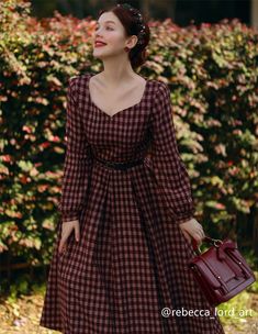 Thanks for @rebecca_lord_art wear Xiaolizi's plaid wool dress.The dress is made of soft wool fabric and features a classic plaid pattern. Tt exudes a cozy and timeless vibe.  DETAIL * More Color: https://etsy.me/3CnFnGW * 30% wool, 30% fiber, 40% polyester * fully satiny lining, more nice to the touch body * Long bishop sleeves * Fit and flare dress * Pleated dress * Back zipper closure * Two side seam pockets * Ankle length dress * Vintage wool dress * Perfect for spring, autumn, winter * Lean More about the items From the FAQs on the page bottom * SIZE CHART https://www.etsy.com/listing/736810337 * Fabric Swatch https://www.etsy.com/listing/607129534 SIZE GUIDE Size vary between Brand and Country Please get your body measurement with our Size Guide And Find your size in our Size Chart In Long Sleeve Autumn Dress, Plaid Wool Dress, Wool Flannel Dress, A Line Winter Dress, Vintage Plaid Dress For Fall, Vintage Plaid Dress For Winter, Vintage Plaid Winter Dress, Retro Plaid Winter Dresses, Fitted Brown Plaid Dress For Fall