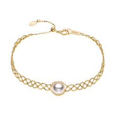 Luxury Gold Akoya Pearl Bracelets, Gold Pearl Bracelet With Pearl Charm For Formal Occasions, Luxury Gold Bracelet With Pearls, Gold Pearl Oyster Bracelet For Formal Occasions, Formal Gold Pearl Bracelet With Oyster Design, Gold Oyster Pearl Bracelet For Formal Occasions, Elegant Adjustable Pearl Chain Bracelet, Formal Adjustable Pearl Chain Bracelet, Elegant Pearl Drop Chain Bracelet Gift