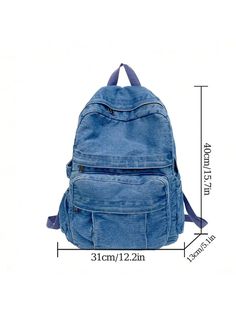 This chic and functional canvas backpack for women is designed with double shoulder straps for added comfort and support. Made with high-quality materials, it is perfect for everyday use and can easily carry all your essentials. Stay stylish and organized with this must-have backpack. Features : Waterproof, High-capacity Color : Blue Strap Type : Adjustable Composition : 100% Polyester Material : Fabric Bag Size : Medium Pattern Type : Plain Style : Preppy Closure Type : Zipper Type : Classic Ba Canvas Backpack Women, Backpack For Women, Plain Style, Style Preppy, Classic Backpack, Canvas Backpack, Fabric Bag, Green And Brown, Polyester Material