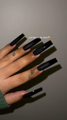 Black Nails Acrylic Red Bottoms, Man Eater Aesthetic Nails, Under Nail Color, Louboutin Nails Coffin, Long Black Red Bottom Nails, Matte Black Nails Red Bottoms, Red Bottomed Nails, Black Medium Coffin Acrylic Nails, Clear Acrylic Nails Halloween