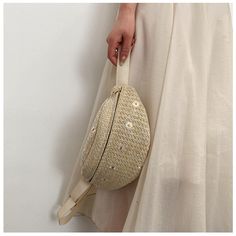 ?Straw Bag Beach Women Waist Bag Purse Casual Large Daisy Flower Bag Pouch Travel Phone Bag Fanny Pack Banana Bag Cross Body Bag Weaving Flowers, Lace Weaving, Black School Bags, Fanny Pack Fashion, Banana Bag, Women Backpack Travel, Straw Beach Bag, Pad Bag, Handbags Casual