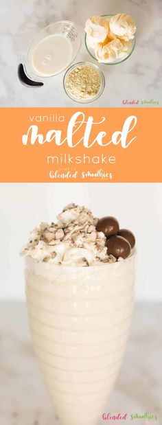 vanilla malted milkshake with chocolates in it