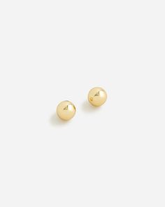 J.Crew: Dainty Gold-plated Ball Stud Earrings For Women Yellow Gold Round Beads Earrings, Gold Spherical Single Earring, Gold Sphere Single Earring, Classic Gold Sphere Earrings, Gold Earrings With Round Beads For Pierced Ears, Gold Orb Earrings, Classic Gold Earrings With Round Beads, Gold Single Sphere-shaped Earring, Gold Orb Earrings For Gift