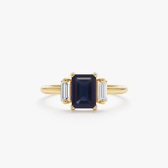 Sapphire and Diamond Ring Luxury Minimalist Sapphire Ring, Dark Blue Sapphire Ring, Memory Ring, Art Deco Sapphire Ring, Statement Rings Diamond, Solid Gold Bracelet, Station Necklace, Diamond Eternity, Sapphire Stone