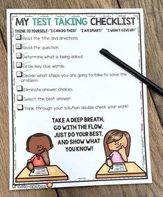 a printable test taking checklist for students