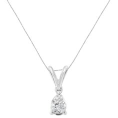 This classic design features a solitaire pear cut diamond hanging from a delicate chain. A timeless design to last a lifetime. It is crafted in 10 karat white gold and has a total diamond weight of 1/5 carats. Classic Brilliant Cut Drop Necklace For Formal Occasions, Classic Pear-shaped Diamond Drop Necklace, Classic Formal Drop Necklace With Diamond Cut, Timeless Solitaire Teardrop Pendant Necklace With Brilliant Cut, Timeless Solitaire Necklace With Teardrop Brilliant Cut, Timeless Teardrop Solitaire Necklace With Brilliant Cut, Classic Diamond Teardrop Pendant Necklace, Timeless Teardrop Pendant Solitaire Necklace With Brilliant Cut, Classic Pear Shaped Diamond Drop Necklace