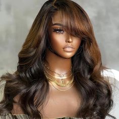 Brown Mix Black Loose Wave 5x5 Closure C Part Glueless Wig with Bangs - LUVMEHAIR Loose Wave Wigs – Luvme Hair 5x5 Closure Wig, Parted Bangs, Loose Waves Hair, Colored Wigs, Wig With Bangs, Body Wave Wig, Lace Closure Wig, Closure Wig, Long Wigs