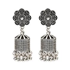 Metal Color: HXE326-2 Trendy Stud Earrings, Charms Earrings, Round Dangle Earrings, Cultural Celebration, Alloy Earrings, Beads Earrings, Indian Attire, Oxidised Jewellery, Boho Earrings