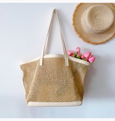 Elena Handbags Straw Woven Tote Bag with Leather Trims Straw Shoulder Bag For Vacation, Straw Bag For Daily Use And Vacation, Spring Travel Beach Bag Made Of Rattan, Straw Bags For Daily Use On Vacation, Daily Use Straw Bag For Vacation, White Natural Fiber Travel Bag, Beige Straw Bag With Braided Handles For Vacation, Beige Straw Bag For Daily Beach Use, Beige Straw Bags For Vacation