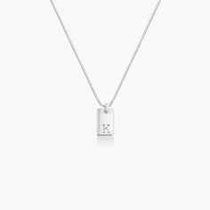 Willow Tag Initial Necklace - Sterling Silver | Oak & Luna W Initial Necklace, Initial Jewelry Silver, Necklaces For Boyfriends, Initial Necklace For Boyfriend, Initial Necklace For Men, Silver Letter Necklace, Safety Policy, Boyfriend Necklace, Silver Initial Necklace