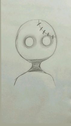 a drawing of a person with two eyes and one eyeball in the shape of a skull