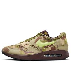 Nike Air Max 1 86 OG 'Camo Light Lemon Twist' FN8358-200 Sporty Camouflage Sneakers For Sports, Sporty Nike Air Max For Outdoor With Breathable Design, Sporty Nike Air Max For Outdoor With Breathability, Camouflage Sneakers For Outdoor Sports, Sporty Camouflage Sneakers For Outdoor, Lemon Twist, Nike Air Max 1, Air Max 1, Stylish Sneakers