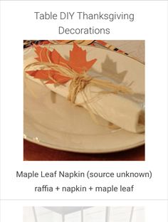 table diy thanksgiving decorations maple leaf napkin source unknown