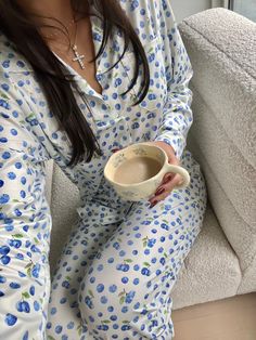 Blueberry Bliss Button Down – The Happy Camp3r Pajamas Aesthetic, Cute Pjs, Cute Pajama Sets, Chic Summer Outfits, Evening Routine, Cute Pajamas, Pj Pants, White Bow, Pajama Set Women