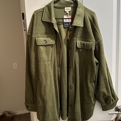 Olive Green Shacket - Size Xl- Never Worn, New With Tags Green Shacket, Olive Green Jacket, Green Jacket, Olive Green, Jackets & Coats, Jackets For Women, My Style, Tags, Green