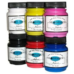 six different colors of ink in jars with the words neoppu written on them