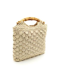 Vintage 1960's/1970's woven straw purse with bamboo handles. Body of bag measures: 10.5" height  11" length  2.25" depth  Handle drop: 2.25" Exterior: Bamboo wood handle with natural tone woven straw raffia. Interior: Lined with an ivory tone fabric with one metal zipper closed pocket.  Label marked: 33 East Imports A Division Of Etra Handbags, Inc. Made in Japan  Condition: Excellent vintage condition. Exterior is intact with no fraying. Interior fabric is intact with no rips, tears, holes, stains, or odors.  Handbag is clean and ready to use or display. ⭐️ANY QUESTIONS REGARDING ITEM LISTED OR SHIPPING PLEASE ASK BEFORE PURCHASING.   ⭐️Please review pictures as they are important parts of the description & enlarge photos as needed to view details. Bags are meticulously cleaned as best as Bohemian Straw Bag With Bamboo Handle For Shopping, Handheld Beige Straw Bag With Handles, Natural Straw Handheld Crochet Bag, Handheld Straw Crochet Bag With Braided Handles, Handheld Natural Straw Crochet Bag, Rectangular Natural Straw Bag With Bamboo Handle, Rectangular Bags With Bamboo Handle And Natural Fiber, Beige Straw Bag For Market, Natural Straw Bag With Bamboo Handle