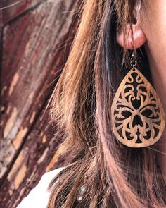 Beautiful bohemian wood earrings Bohemian Teardrop Earrings With Intricate Design As Gift, Pierced Bohemian Teardrop Earrings For Gifts, Brown Teardrop Jewelry For Festivals, Bohemian Teardrop Earrings With Intricate Design For Gift, Rustic Drop Earrings, Bohemian Teardrop Pierced Earrings, Bohemian Teardrop Earrings With Intricate Design, Bohemian Brown Teardrop Earrings For Pierced Ears, Bohemian Brown Teardrop Earrings For Gift