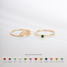 Dainty Sunshine Stacking Ring for Women, 14K 18K Solid Gold, Half Sunset Ring, Sunburst Celestial Ring, Christmas Gift, Birthstone Set Ring The sun symbolizes renewed life and everlasting life, as well as light, warmth, and hope. Sunrises can symbolize new beginnings, rebirth, growth, health and so much more. We love to wear it as a reminder to approach each day as a fresh start. Let this morning be a new beginning to a better relationship and a new ending to the bad memories. It's an opportunity to enjoy life, breathe freely, think and love. Give yourself a fresh start with this amazing ring!  You can purchase it separately or as a set. Please do not forget to write the gold color and ring size you want in the personalization part. 📘 D E T A I L S  * Solid Gold (real gold, no gold-filled Stackable Yellow Gold Rings For May Birthstone, Gold Rings For May Birthstone, May Birthstone Yellow Gold Stackable Rings, May Birthstone Ring For Anniversary, Fine Jewelry Yellow Gold Stackable Rings For May Birthstone, 14k Gold May Birthstone Promise Ring, May Birthstone Ring For Anniversary With Round Band, 14k Gold Promise Ring For May Birthstone, Adjustable Yellow Gold Emerald Ring As A Gift