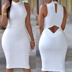 Sexy Datenight Dress Elegant White Bodycon Dress For Club, White Sleeveless Bodycon Dress For Date Night, White Stretch Midi Length Bodycon Dress, Chic White Stretch Mini Dress, White Stretch Bodycon Midi Dress, White Stretch Midi Bodycon Dress, White Midi-length Bodycon Dress For Club, Chic Fitted White Bodycon Dress, White Midi Bodycon Dress For Club