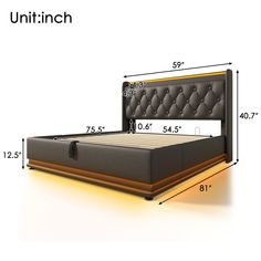 an image of a bed with measurements for it