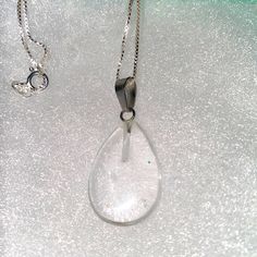 Lovely Pure Quartz Sterling Silver Necklace. Necklace Measures 18”. Pendant Is 1” And Natural Quartz. Comes With Gift Box. Silver Drop Crystal Necklace Gift, Silver Drop Crystal Necklace For Gift, Silver Teardrop Crystal Necklaces For Gift, Silver Teardrop Crystal Necklace Gift, Silver Teardrop Hypoallergenic Necklace, Silver Water Drop Necklace For Gift, Silver Hypoallergenic Teardrop Necklace, Hypoallergenic Silver Teardrop Necklace, Minimalist Water Drop Jewelry As Gift