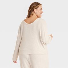 Stay effortlessly comfortable as you lounge around the house in this Cozy Ribbed Pullover from Auden™. Made from lightweight, super-comfy soft-brushed rib fabric with spandex, this long-sleeve pullover top hits at the hip. Designed with a V-neck and a relaxed fit, it's sure to be your new fave lazy-day pick. Auden™: Comfort true to every shape & hue. Comfy Super Soft Sweater For Loungewear, Comfortable Soft Knit Tops For Loungewear, Soft Knit Sweater For Loungewear, Comfortable Knit Sweater For Loungewear, Comfortable Knit Sweater For Casual Use, Super Soft Relaxed Fit Sweater For Loungewear, Relaxed Fit Super Soft Sweater For Loungewear, Comfy Cozy Fit Sweater For Lounging, Comfy Cozy Lounging Sweater