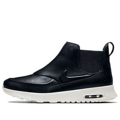 (WMNS) Nike Air Max Thea Mid 'Black Sail' 859550-001 (SNKR/Cozy/Casual/Mid Top/Women's/Breathable) Air Max Thea, Nike Air Max Thea, Mid Top, Black Running Shoes, Air Max, Black Shoes, Nike Air Max, Sailing, Running Shoes