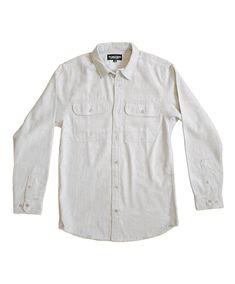 Beige white long-sleeved button-up shirt. It has a classic collar and two chest pockets with button closures. The shirt has a relaxed, casual style with a straight cut. There's a small black label visible at the collar, The Lomas Brand is printed on the tag in white. The shirt is presented flat against a plain white background, giving it a clean, minimalist look. Relaxed Fit Button-up Flannel Shirt For Casual Gatherings, Everyday Shirt With Placket For Fall, Fall Season Everyday Shirt, Relaxed Fit Button-up Flannel Shirt, Relaxed Fit Flannel Button-up Shirt With Snap Buttons, Relaxed Fit Collared Flannel Shirt For Spring, Relaxed Fit Flannel Shirt With Snap Buttons, Layering Button-up Shirt With Pockets, Classic Flannel Shirt With Snap Buttons For Work