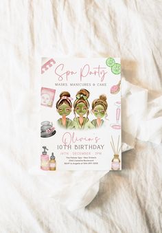 a birthday card for a woman's 10th birthday with spa and beauty items on it