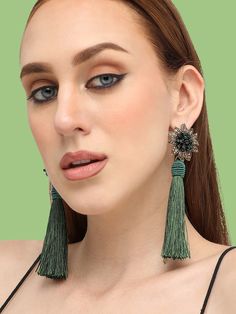 Product Type Earrings Metal Alloy Color Green Plating Gold Closure Push Earring For Women, Earrings Metal, Earrings Green, Earrings Drop, Stone Design, Drop Earring, Party Design, Women's Earrings, Gold Plate