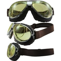 These hand-sewn padded leather goggles are modeled after early 20th century riding gear. Lenses are high definition, nondistortive, scratch resistant, 100% UVA/UVB polycarbonate for perfect visibility in all conditions. The Streetfighter is designed to be used over a helmet thanks to the adjustable fork where the elastic band is mounted. Separated frames assure perfect adjustability to fit all faces. The air intakes in the frame are positioned for maximum ventilation. High quality polycarbonate anti-fog lenses ensure perfect visibility in all weather conditions. These goggles also fold easily into a pocket. Made in Italy. Sunglasses may look cool, but anyone who rides will tell you that biker eyewear is critical to the safety and enjoyment of the ride. Nannini leather biker goggles, and a Goggles Around Neck Reference, Rave Accessories Men, Beanie With Goggles, Futuristic Apocalypse Fashion, Goggles Character Design, Goggles On Head Reference, Mechanic Goggles, Mecha Accessories, Goggles Drawing Reference