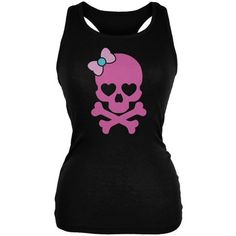 This Old Glory design is printed on a high-quality 100% cotton, soft, fitted, racerback tank top. Featuring a big pink skull & crossbones with a cute little bow. Size: XL.  Color: Black.  Gender: unisex.  Age Group: adult. Halloween Pink, Scene Outfits, Skull Crossbones, Pink Skull, Scene Fashion, Scene Kids, Emo Outfits, Old Glory, Goth Outfits