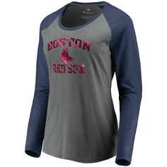 Flaunt your fervent Boston Red Sox fandom in an unmistakable way when you top off your next outfit with this spirited tri-blend raglan T-shirt from Fanatics Branded! Everyone will see that you and your love for the Boston Red Sox will never waver. Navy Tops For Game Day During Sports Season, Collegiate Navy Cotton Top, Long Sleeve T-shirt For Baseball Season, Sporty Navy Pre-shrunk Tops, Collegiate Navy Tops For Baseball Season, Pre-shrunk Long Sleeve T-shirt For Baseball Season, Navy Cotton Varsity Top, Navy Letter Print Athleisure Top, Navy Long Sleeve Collegiate Top