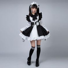 Maid Anime Dress Black and White Apron Dress Lolita Dress Cosplay Costume is only 29.98, shipping all over the world. Fitted Harajuku Mini Dress For Costume Party, Fitted Harajuku Dress For Costume Party, Harajuku Style Ruffled Halloween Dresses, Harajuku Style Fitted Cosplay Dress, Fitted Harajuku Dress For Cosplay, Black Cosplay Costume With Ruffles, Fitted Harajuku Style Dress For Cosplay, Fitted Harajuku Style Halloween Dress, Harajuku Style Long Sleeve Costume Dress